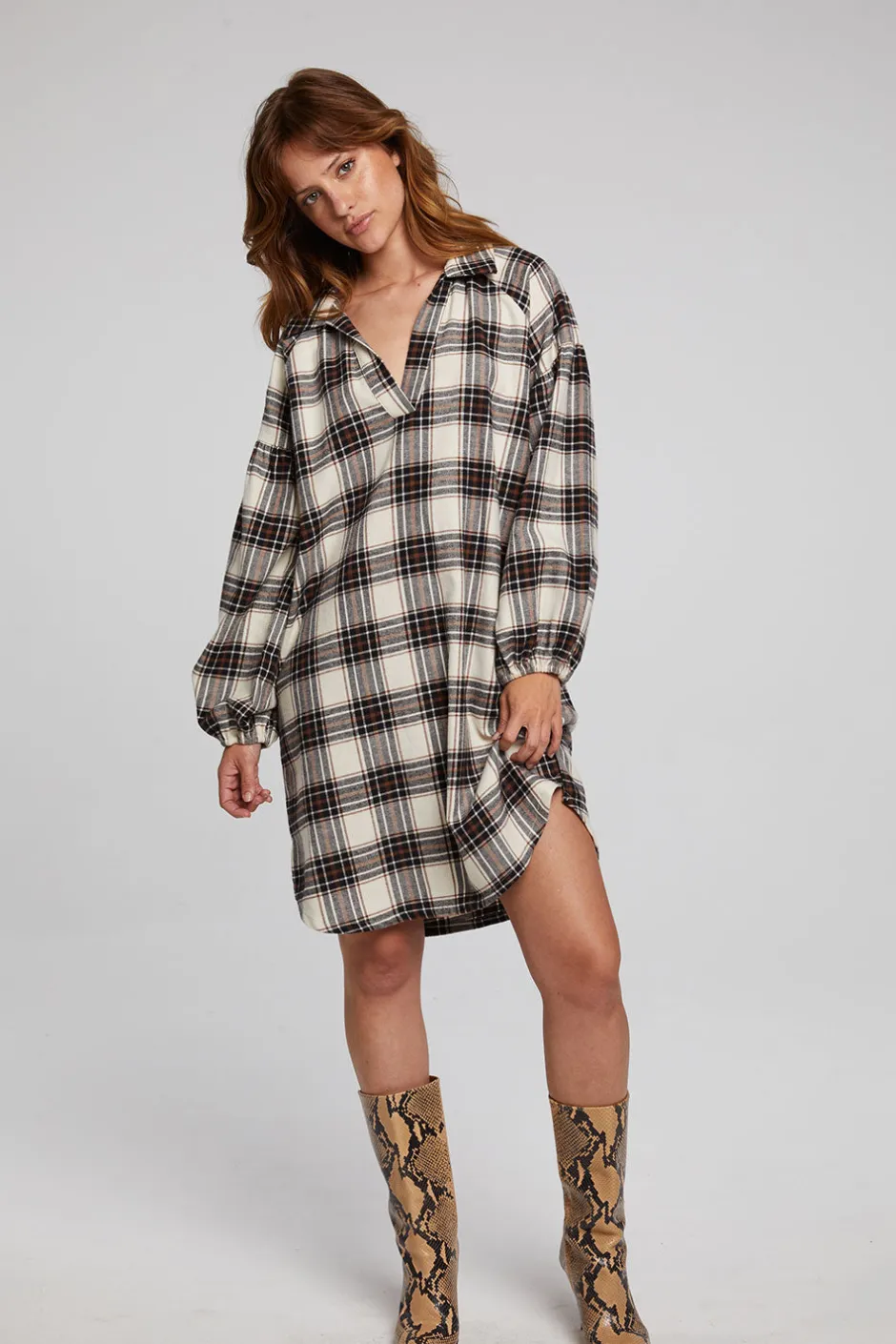 Women Chaser Brand Folk Americana Plaid Mini Dress
