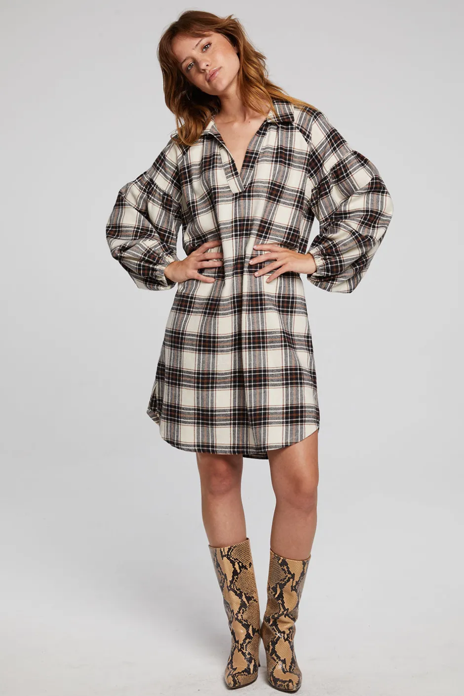 Women Chaser Brand Folk Americana Plaid Mini Dress