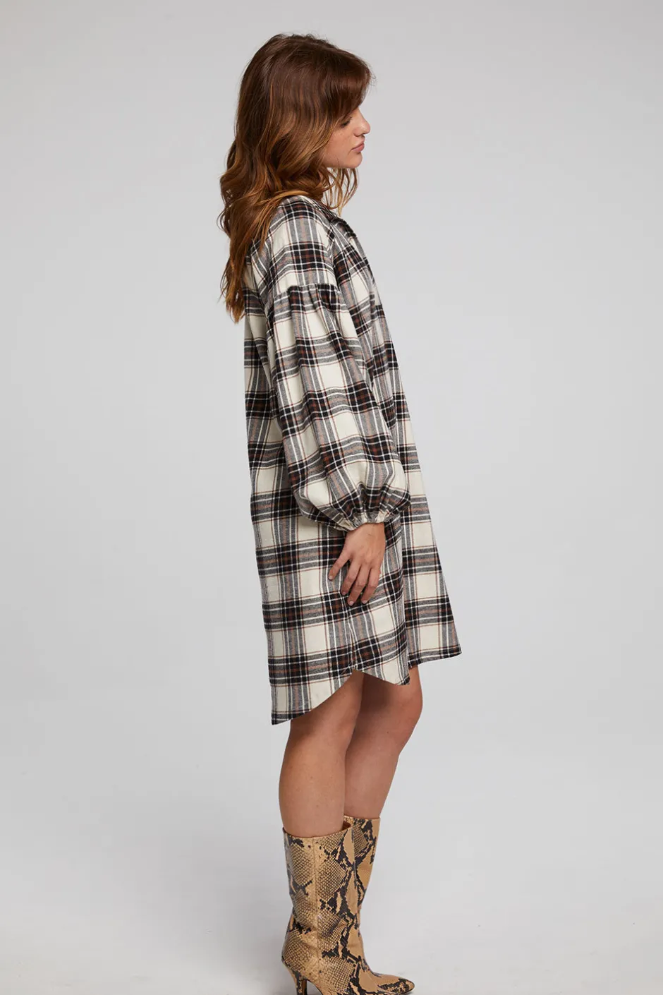 Women Chaser Brand Folk Americana Plaid Mini Dress