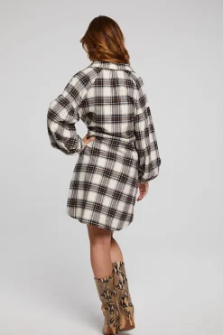 Women Chaser Brand Folk Americana Plaid Mini Dress