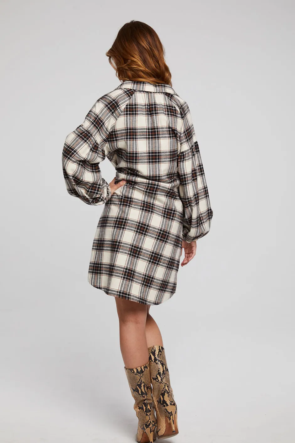 Women Chaser Brand Folk Americana Plaid Mini Dress