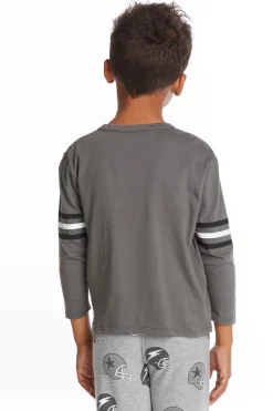 Kids/BOY Chaser Brand Football Stripes Boys Long Sleeve Crew Neck Tee