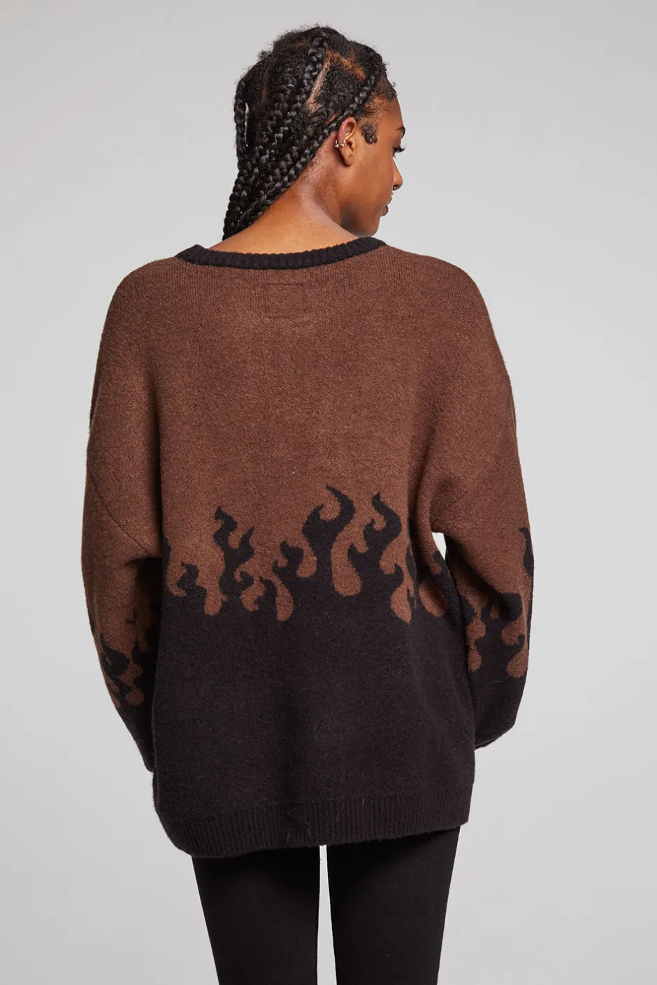 Women Chaser Brand Foxy Sweater Flames Golden Pullover