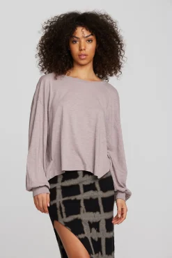 Women Chaser Brand Gauze Jersey Long Sleeve Tee