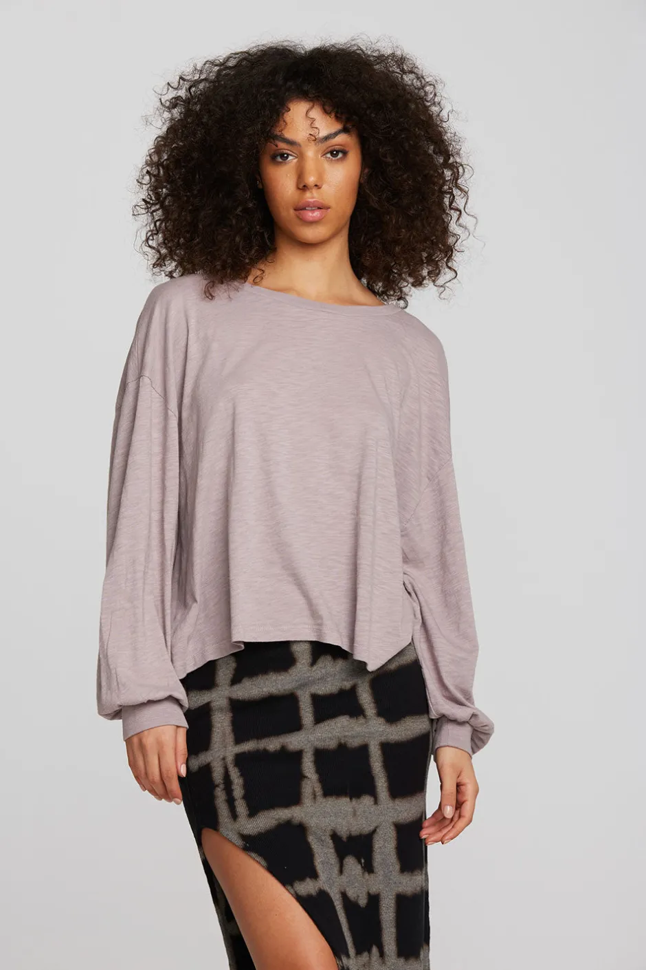 Women Chaser Brand Gauze Jersey Long Sleeve Tee