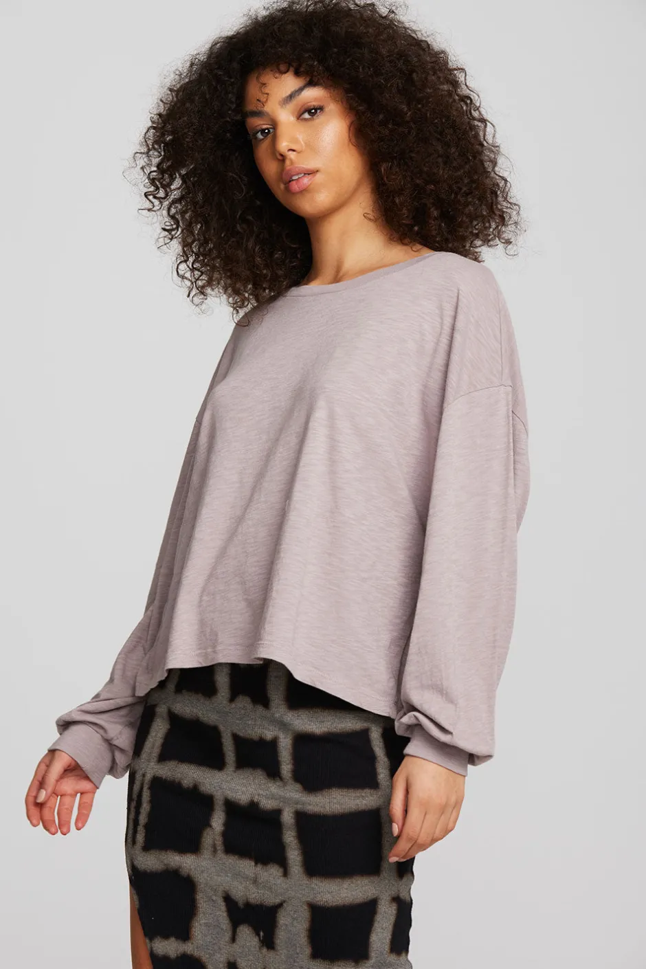 Women Chaser Brand Gauze Jersey Long Sleeve Tee
