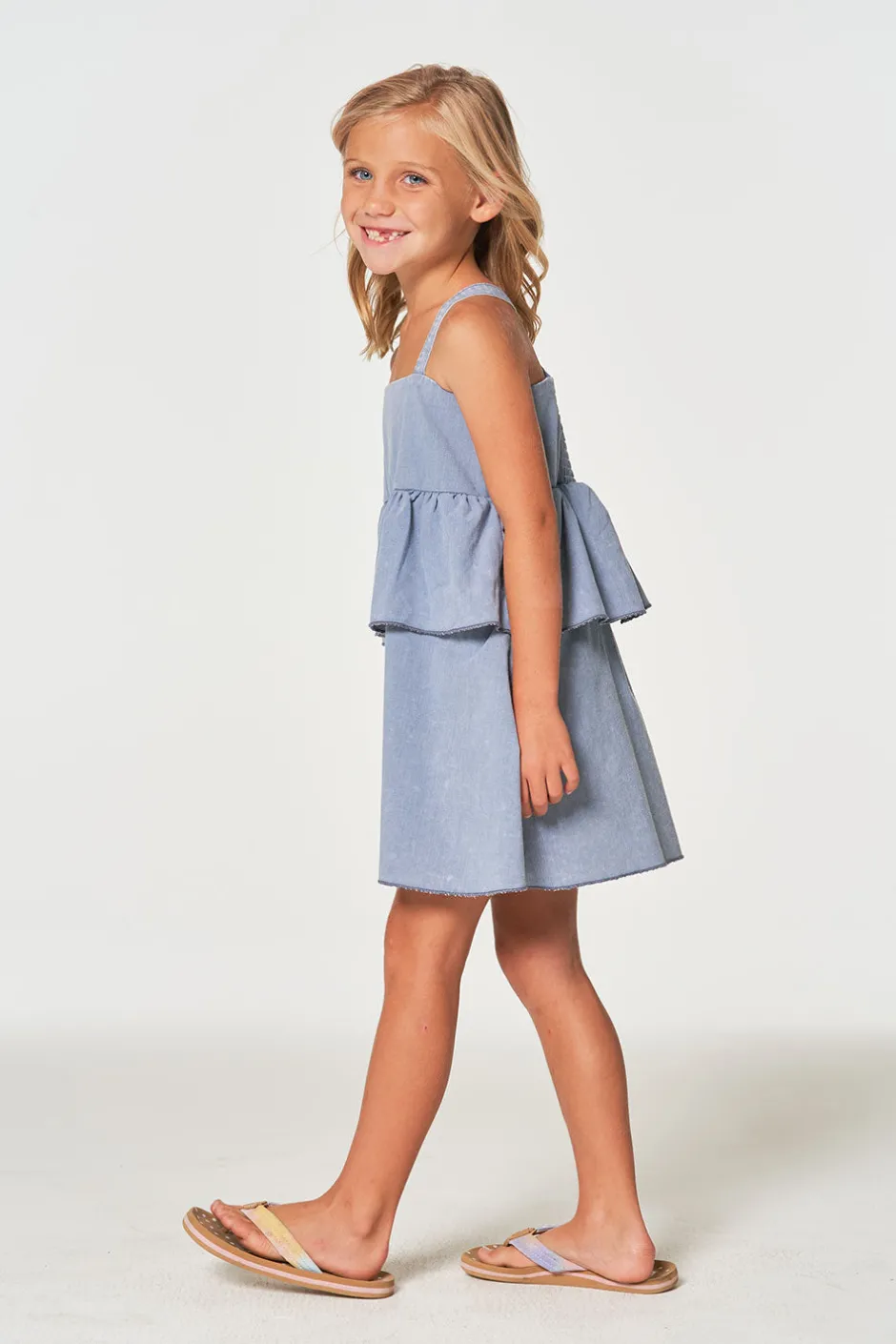 Kids Chaser Brand Girls Coastal Cloth Flouncy Sundress