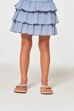 Kids Chaser Brand Girls Coastal Cloth Tiered Ruffle Skort