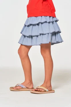 Kids Chaser Brand Girls Coastal Cloth Tiered Ruffle Skort