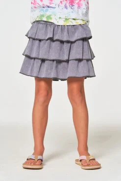 Kids Chaser Brand Girls Coastal Cloth Tiered Ruffle Skort