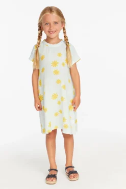 Kids Chaser Brand Girls Powder Blue Daisy Tee Shirt Dress