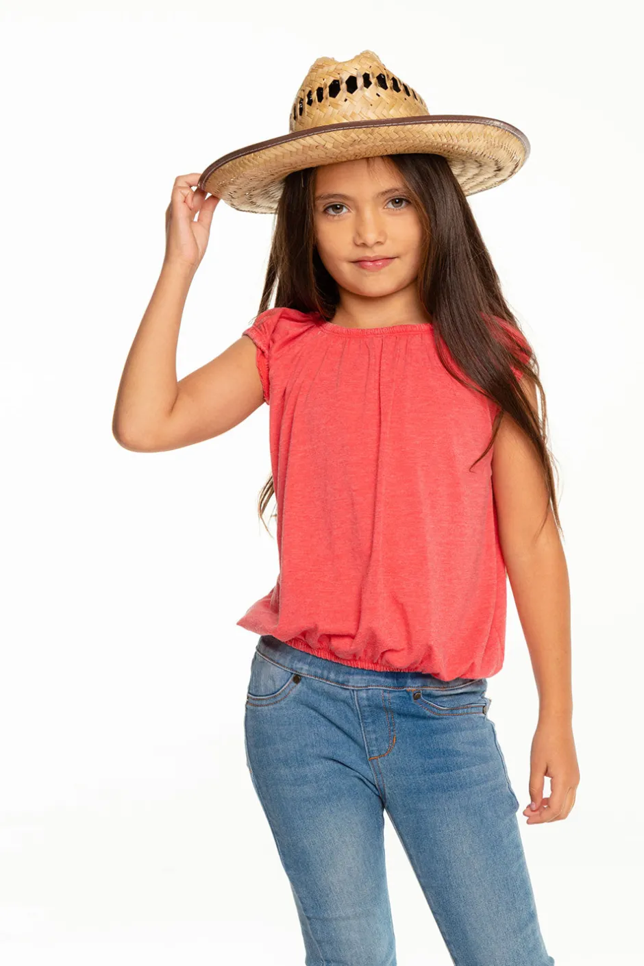 Kids Chaser Brand Girls Recycled Vintage Jersey Shirred Short Sleeve Off Shoulder