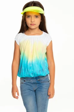 Kids Chaser Brand Girls Recycled Vintage Jersey Shirred Short Sleeve Off Shoulder