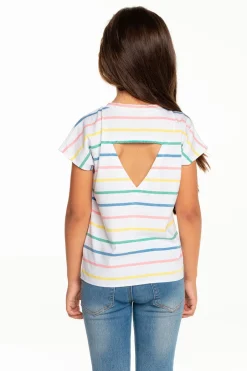 Kids Chaser Brand Girls Recycled Vintage Jersey Cap Sleeve Vent Back Tee