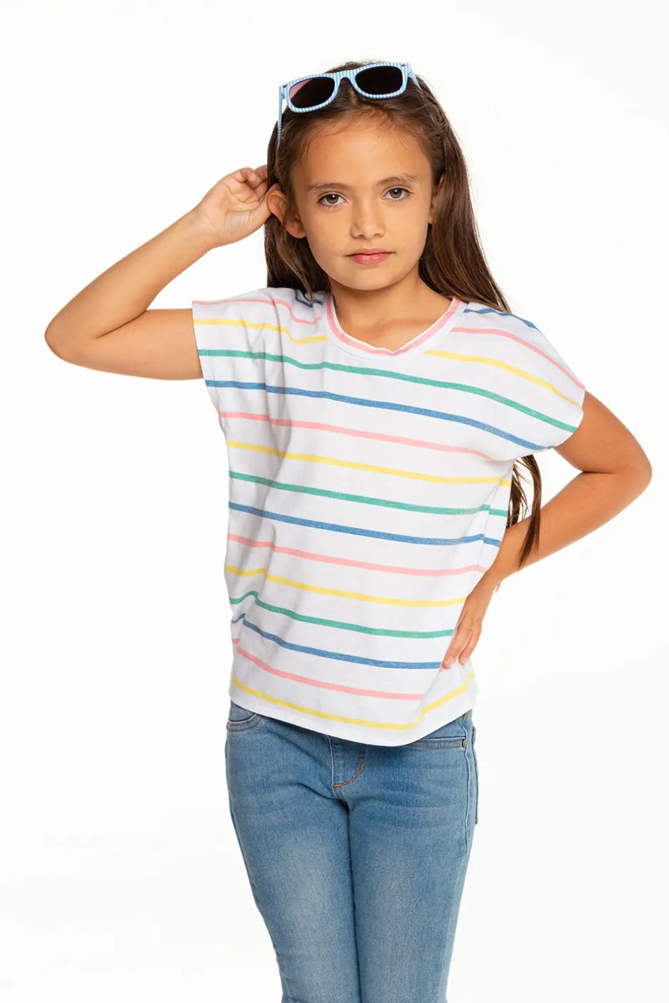Kids Chaser Brand Girls Recycled Vintage Jersey Cap Sleeve Vent Back Tee