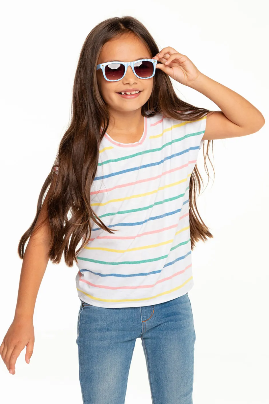 Kids Chaser Brand Girls Recycled Vintage Jersey Cap Sleeve Vent Back Tee