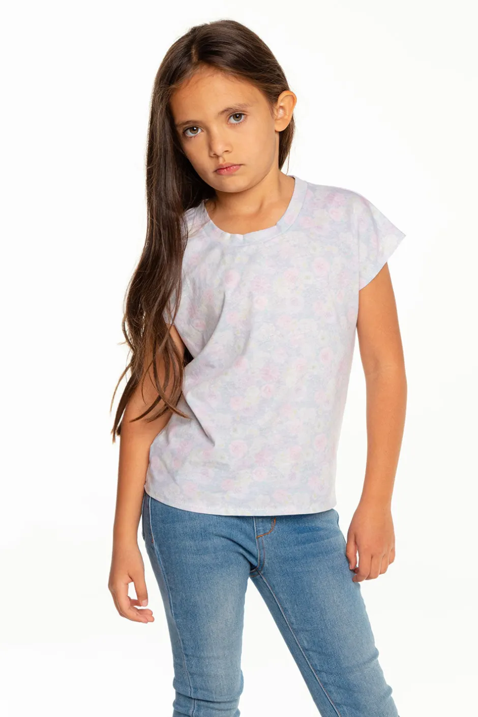 Kids Chaser Brand Girls Recycled Vintage Jersey Cap Sleeve Vent Back Tee