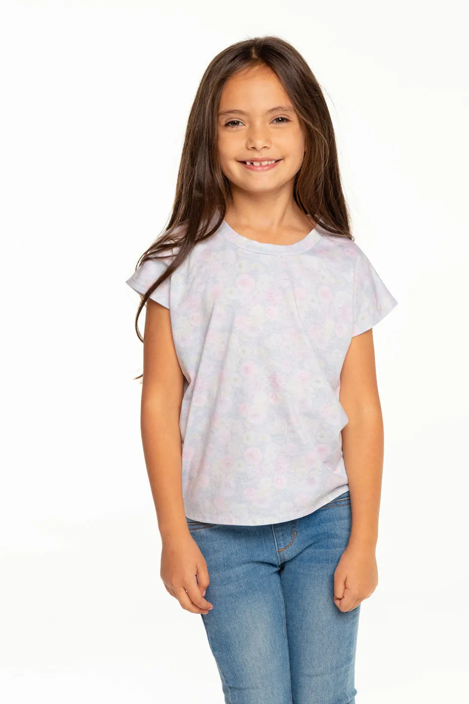 Kids Chaser Brand Girls Recycled Vintage Jersey Cap Sleeve Vent Back Tee