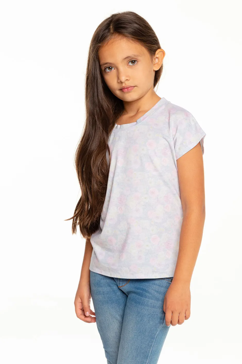 Kids Chaser Brand Girls Recycled Vintage Jersey Cap Sleeve Vent Back Tee