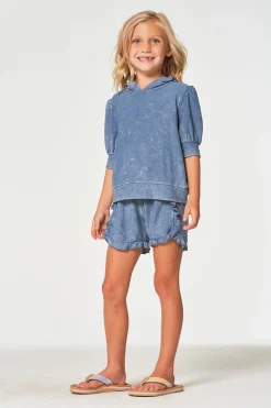 Kids Chaser Brand Girls RPET Cozy Knit 3/4 Puff Sleeve Hoodie