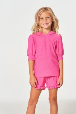 Kids Chaser Brand Girls RPET Cozy Knit 3/4 Puff Sleeve Hoodie