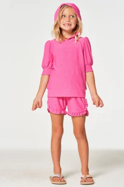 Kids Chaser Brand Girls RPET Cozy Knit 3/4 Puff Sleeve Hoodie