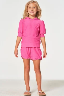 Kids Chaser Brand Girls RPET Cozy Knit 3/4 Puff Sleeve Hoodie