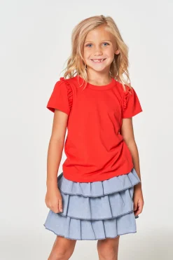 Kids Chaser Brand Girls RPET Vintage Jersey Ruffle Puff Sleeve Tee