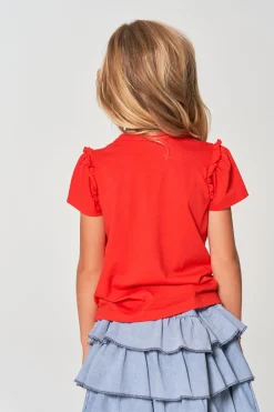 Kids Chaser Brand Girls RPET Vintage Jersey Ruffle Puff Sleeve Tee