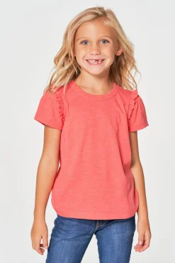 Kids Chaser Brand Girls RPET Vintage Jersey Ruffle Puff Sleeve Tee