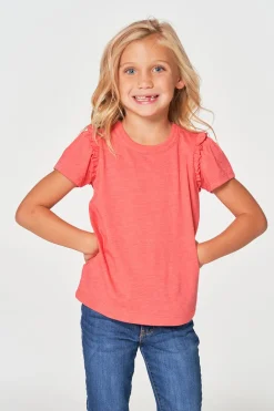 Kids Chaser Brand Girls RPET Vintage Jersey Ruffle Puff Sleeve Tee
