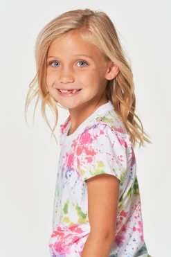 Kids Chaser Brand Girls RPET Vintage Jersey Ruffle Puff Sleeve Tee