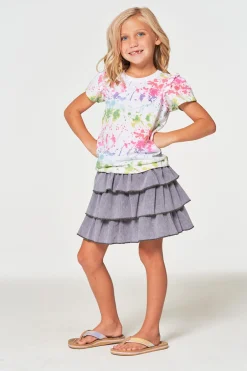 Kids Chaser Brand Girls RPET Vintage Jersey Ruffle Puff Sleeve Tee