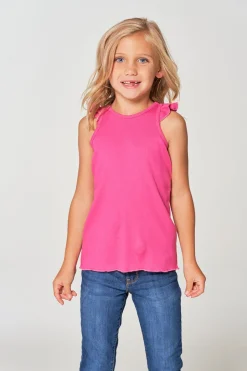Kids Chaser Brand Girls RPET Vintage Rib Ruffle Racer Tank