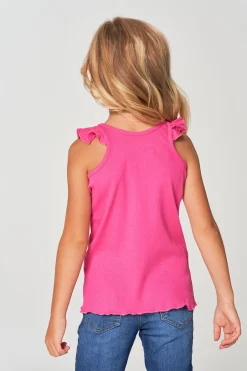 Kids Chaser Brand Girls RPET Vintage Rib Ruffle Racer Tank