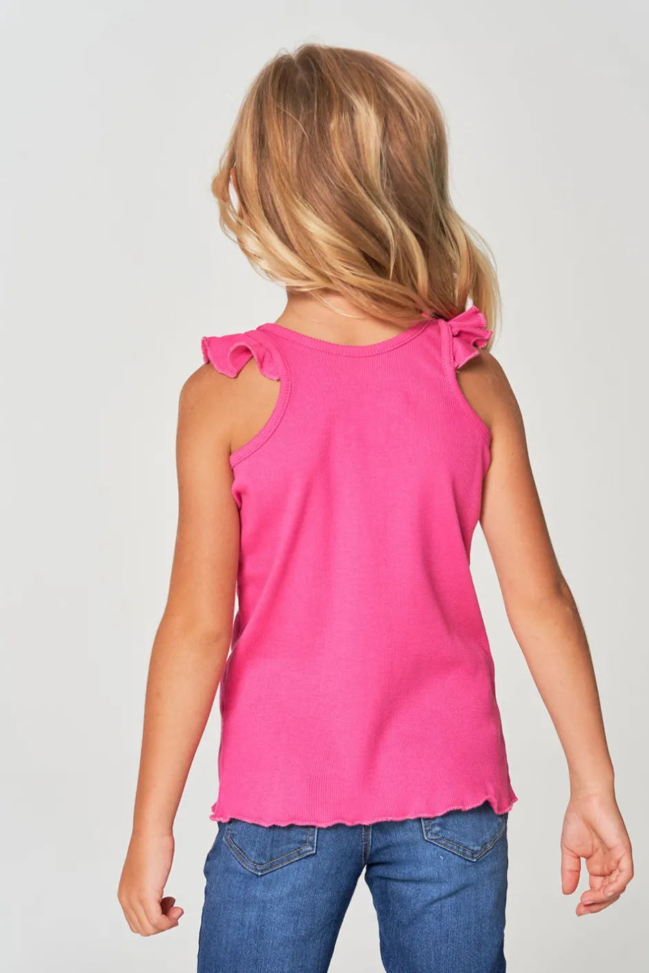 Kids Chaser Brand Girls RPET Vintage Rib Ruffle Racer Tank
