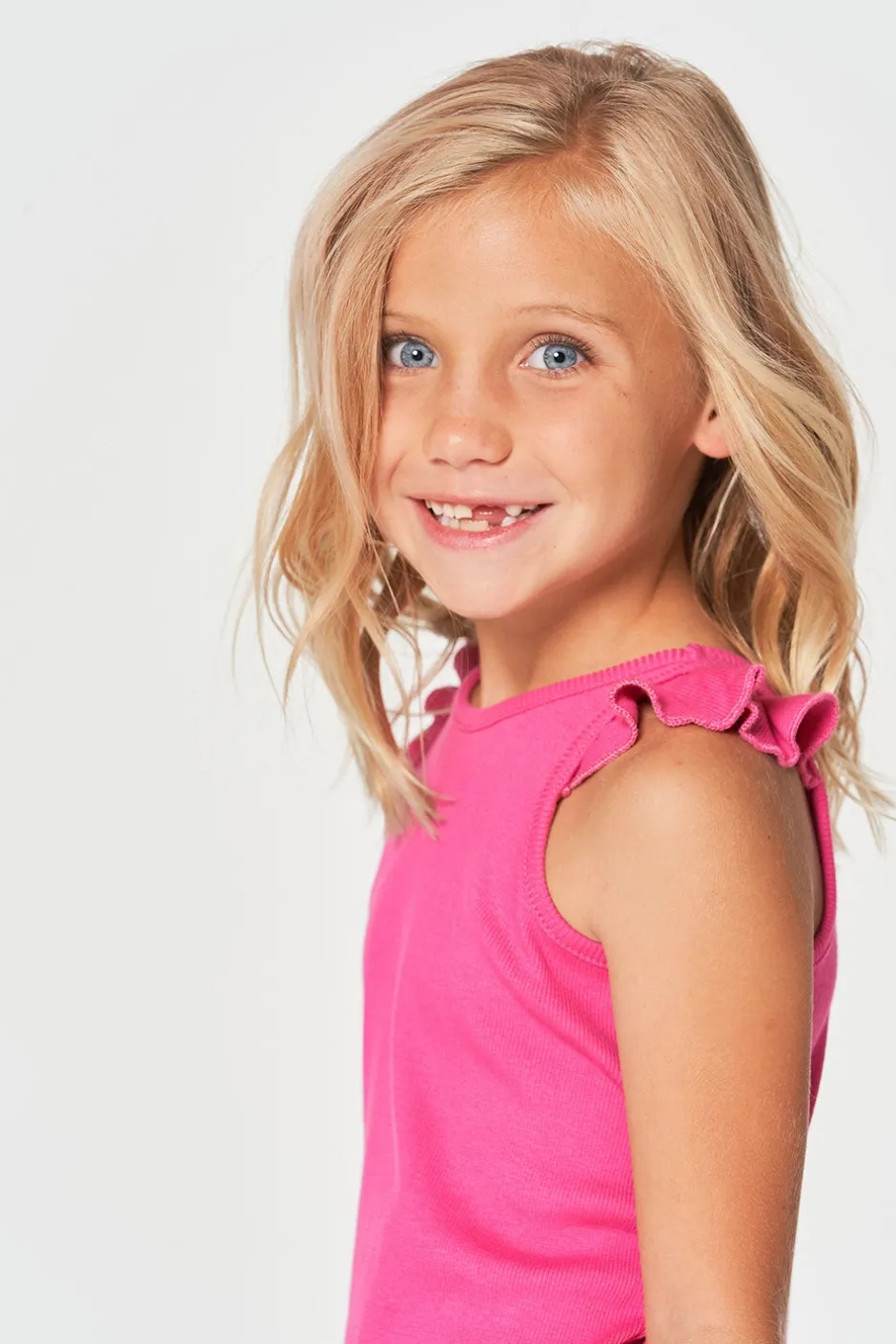 Kids Chaser Brand Girls RPET Vintage Rib Ruffle Racer Tank