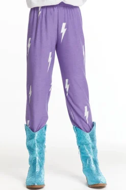 Kids Chaser Brand Glitter Bolt Girls Love Knit Pants