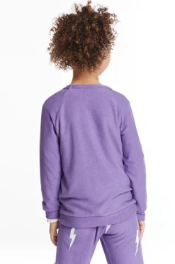 Kids Chaser Brand Glitter Bolt Girls Raglan Pullover