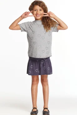 Kids Chaser Brand Glitter Hearts Girls Peplum Skirt