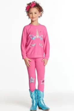 Kids Chaser Brand Glitter Unicorn Girls Raglan Pullover