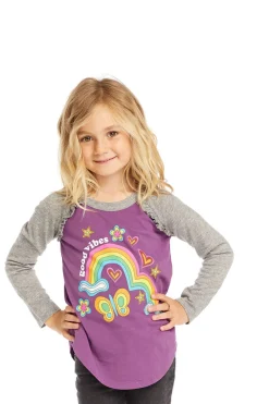 Women/Kids Chaser Brand Good Vibes Rainbow Baseball Tee