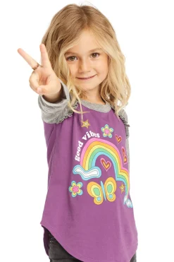 Women/Kids Chaser Brand Good Vibes Rainbow Baseball Tee