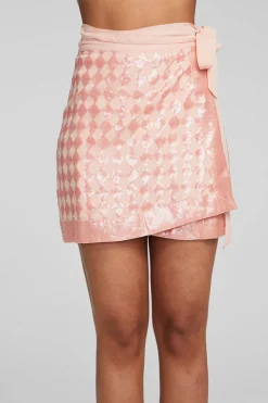 Women Chaser Brand Gramercy Wrap Skirt Embellished Check