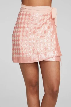 Women Chaser Brand Gramercy Wrap Skirt Embellished Check