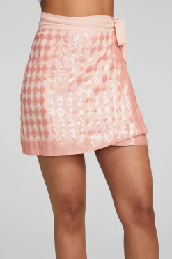 Women Chaser Brand Gramercy Wrap Skirt Embellished Check