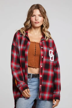 Women Chaser Brand Grateful Dead Dancing Bear Button Down Flannel