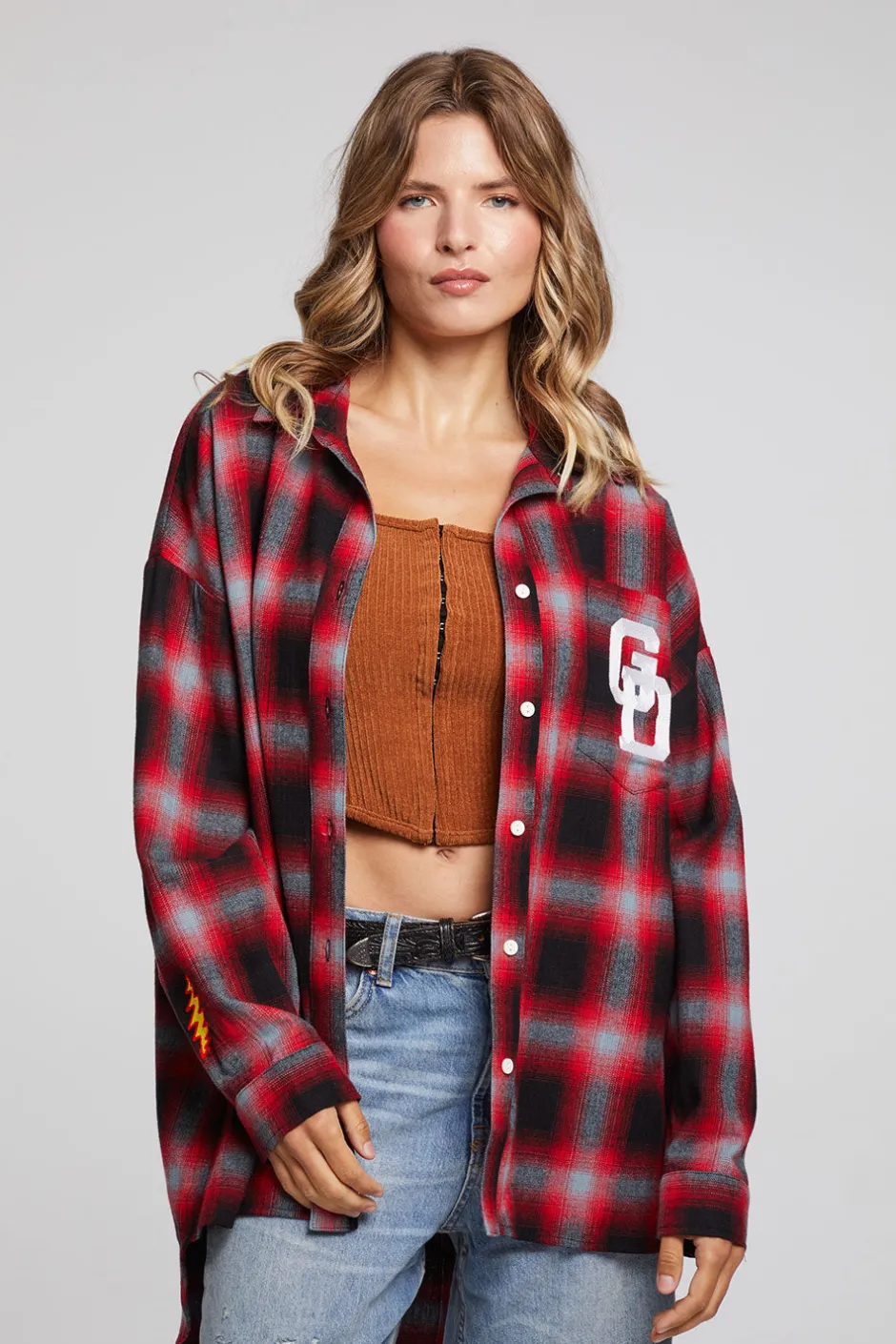 Women Chaser Brand Grateful Dead Dancing Bear Button Down Flannel