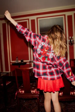 Women Chaser Brand Grateful Dead Dancing Bear Button Down Flannel