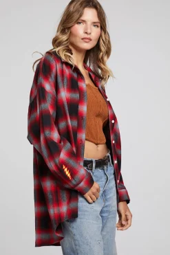 Women Chaser Brand Grateful Dead Dancing Bear Button Down Flannel